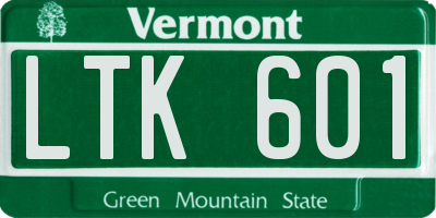 VT license plate LTK601