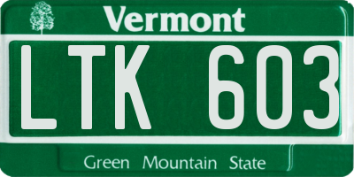 VT license plate LTK603