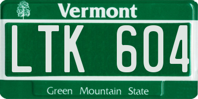 VT license plate LTK604