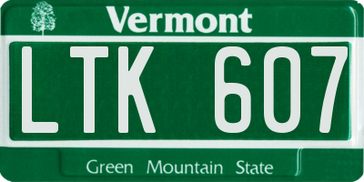 VT license plate LTK607
