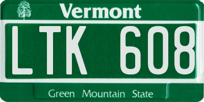 VT license plate LTK608