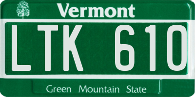VT license plate LTK610