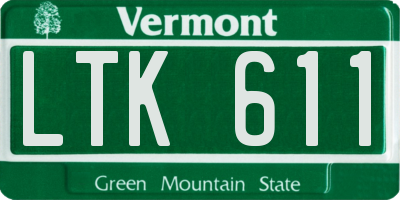 VT license plate LTK611