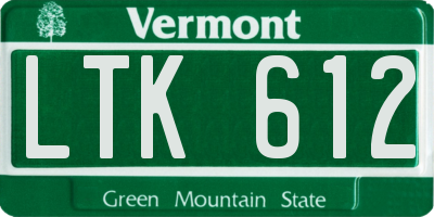VT license plate LTK612