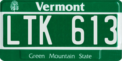 VT license plate LTK613
