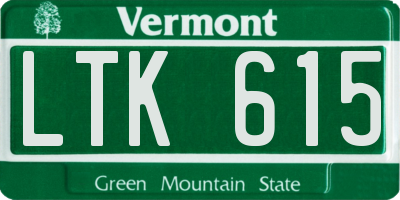 VT license plate LTK615