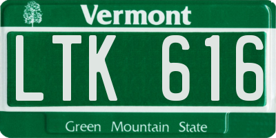 VT license plate LTK616