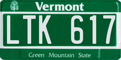VT license plate LTK617