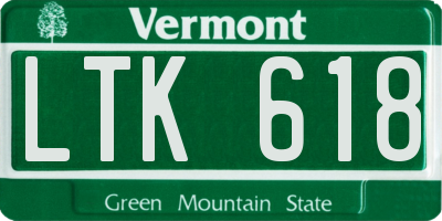 VT license plate LTK618