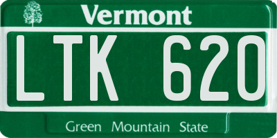 VT license plate LTK620