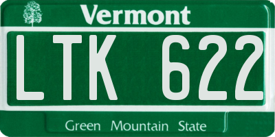 VT license plate LTK622