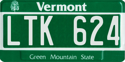 VT license plate LTK624