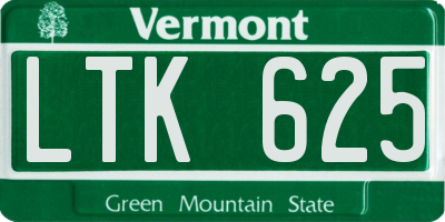 VT license plate LTK625