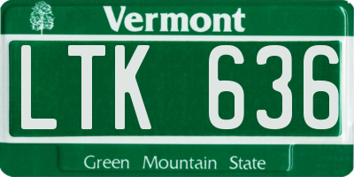 VT license plate LTK636