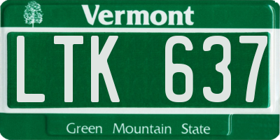 VT license plate LTK637