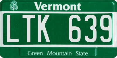 VT license plate LTK639