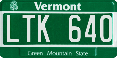 VT license plate LTK640
