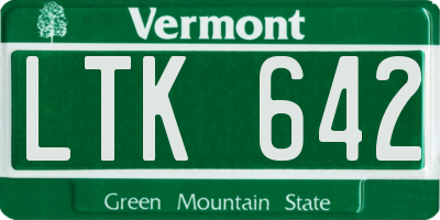 VT license plate LTK642