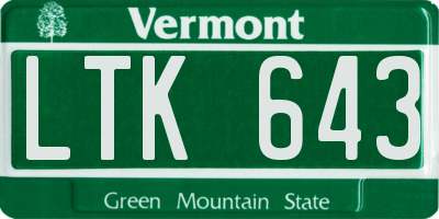 VT license plate LTK643