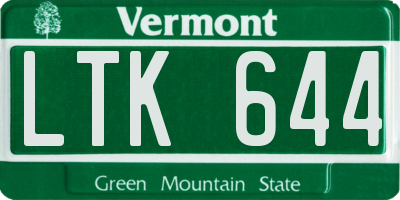 VT license plate LTK644