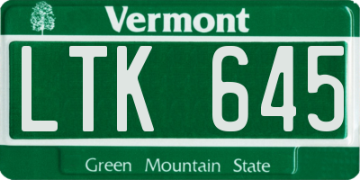 VT license plate LTK645