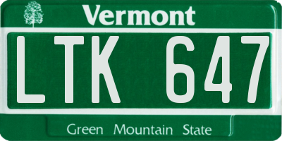 VT license plate LTK647