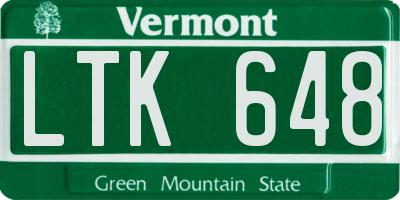 VT license plate LTK648