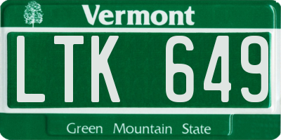 VT license plate LTK649