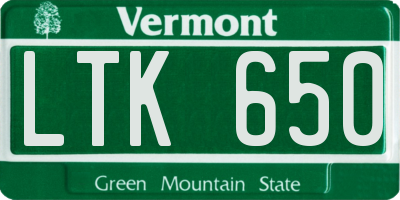 VT license plate LTK650
