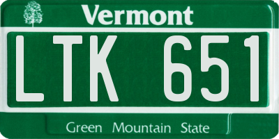 VT license plate LTK651