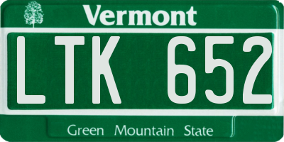 VT license plate LTK652