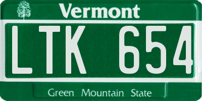 VT license plate LTK654
