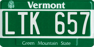 VT license plate LTK657