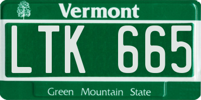 VT license plate LTK665