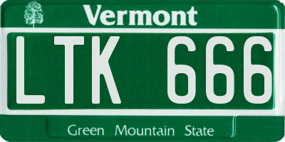 VT license plate LTK666