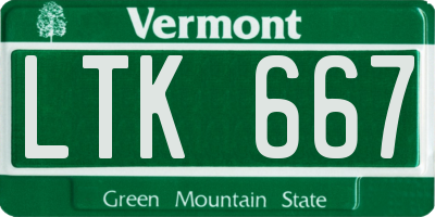 VT license plate LTK667