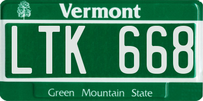 VT license plate LTK668
