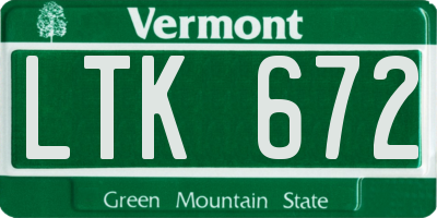 VT license plate LTK672