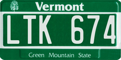 VT license plate LTK674