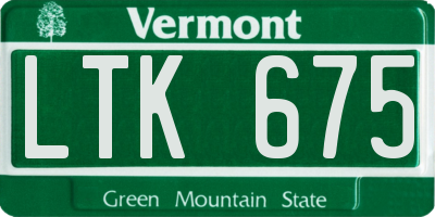 VT license plate LTK675