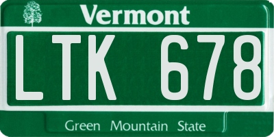 VT license plate LTK678