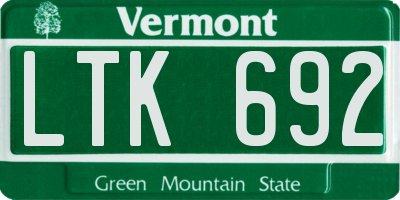 VT license plate LTK692
