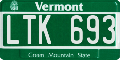 VT license plate LTK693