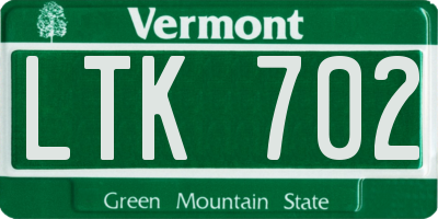 VT license plate LTK702