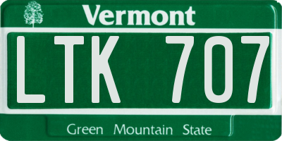 VT license plate LTK707