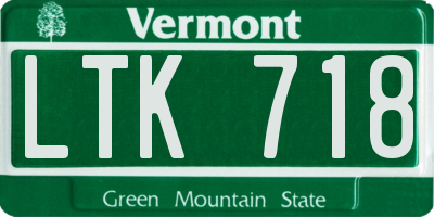 VT license plate LTK718