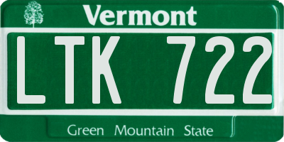 VT license plate LTK722