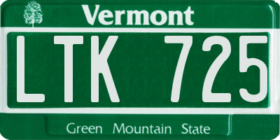 VT license plate LTK725