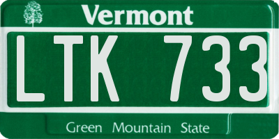 VT license plate LTK733