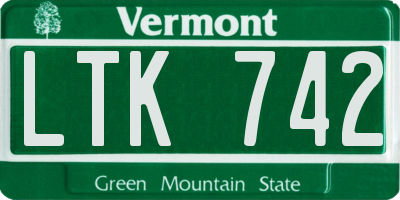VT license plate LTK742